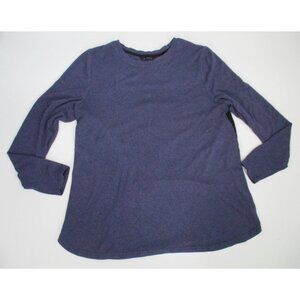 H By Halston Womens Medium Long Sleeve Crew Neck  Heather Blue / Black